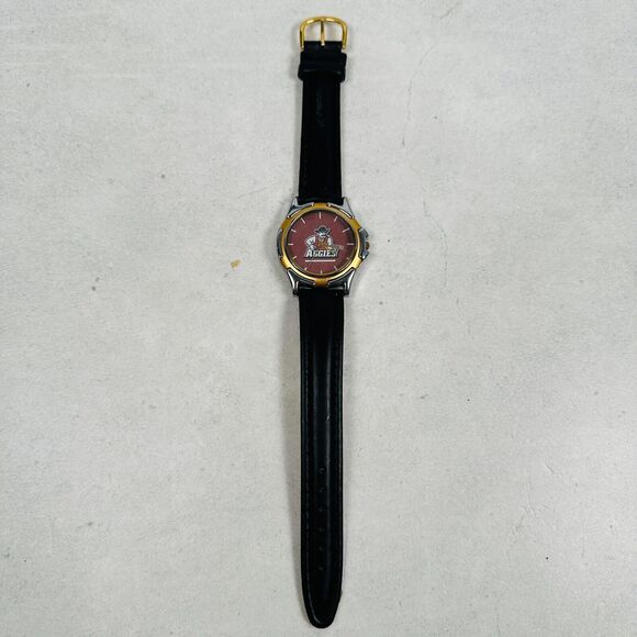 New Mexico State Watch Mens 38mm Aggies Red Two Town Leather Band New Battery - Picture 5 of 10